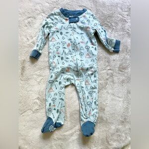 Burt’s Bees Zip-Front Non-Slip Footie Sleeper Blue Camper Tent 3-6 Months